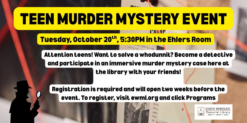 Teen Murder Mystery Event, 10-20 Banner (1000 x 500 px)